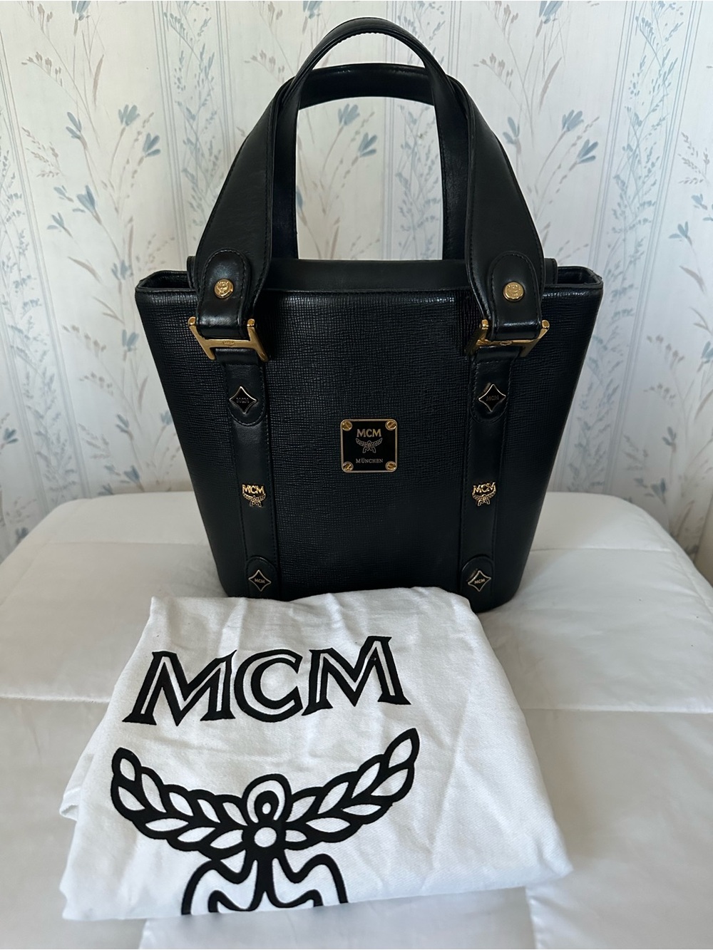 MCM Vintage Munchen Studded Leather Tote